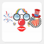 flamboyante clown vierkante sticker (Voorkant)