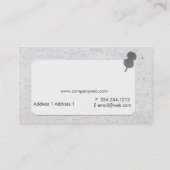 Flamboyante monogrammen met linen en drukknoppen visitekaartje (Achterkant)