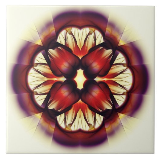 Flamboyante rode florale decoratie tegeltje (Voorkant)