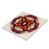 Flamboyante rode florale decoratie tegeltje (Zijkant)