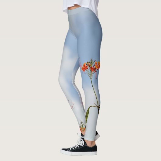 Flamboyante Royal Poinciana Flowers Sky Blue Leggings (Links)