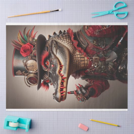 Flamboyante Steampunk Stijl Alligator Decoupage Tissuepapier (Craft)