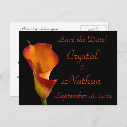 Flame Calla Lily Aankondigingskaart (Voorkant / Achterkant)