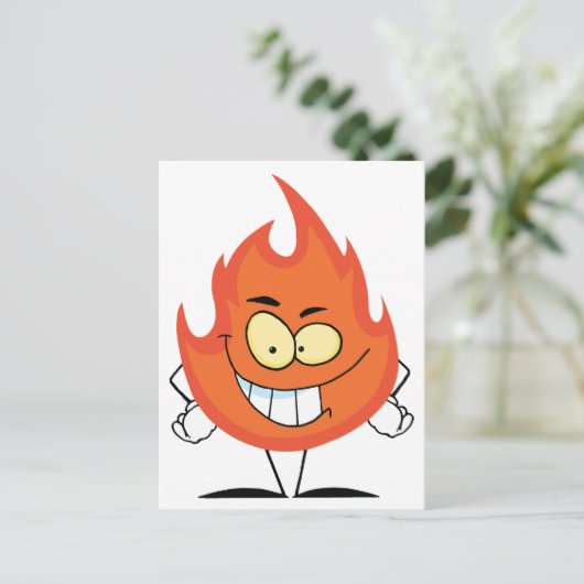 Flame Cartoon Character Briefkaart (Staand voorkant)