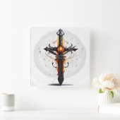 #Flame #Cross Kunst: #Inspiring Design Vierkante Klok (Huis)