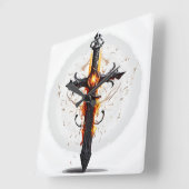 #Flame #Cross Kunst: #Inspiring Design Vierkante Klok (Hoek)