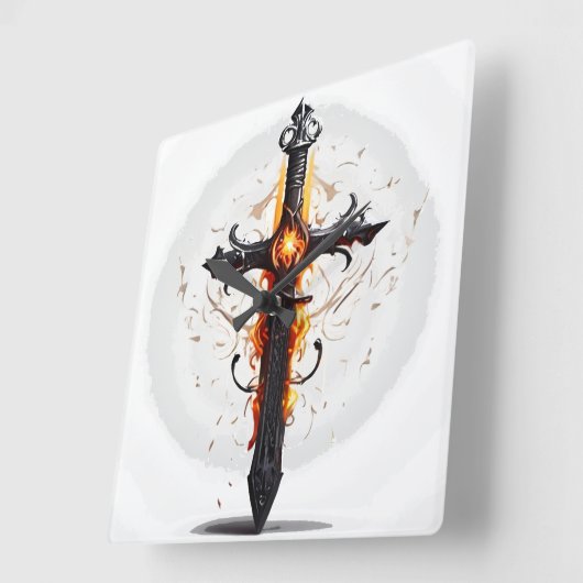 #Flame #Cross Kunst: #Inspiring Design Vierkante Klok (Hoek)