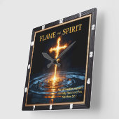 Flame Cross Water Spirit Baptism Matthew 3:11 Vierkante Klok (Hoek)