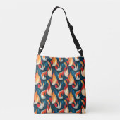 Flame Fabric | Rood en blauw herhalingspatroon Crossbody Tas (Achterkant)