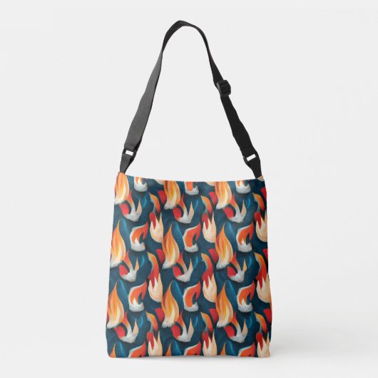 Flame Fabric | Rood en blauw herhalingspatroon Crossbody Tas (Achterkant)