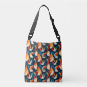 Flame Fabric | Rood en blauw herhalingspatroon Crossbody Tas (Voorkant)