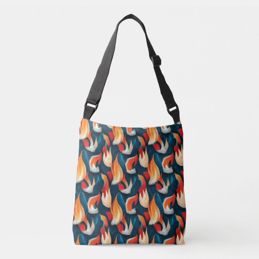 Flame Fabric | Rood en blauw herhalingspatroon Crossbody Tas (Voorkant)