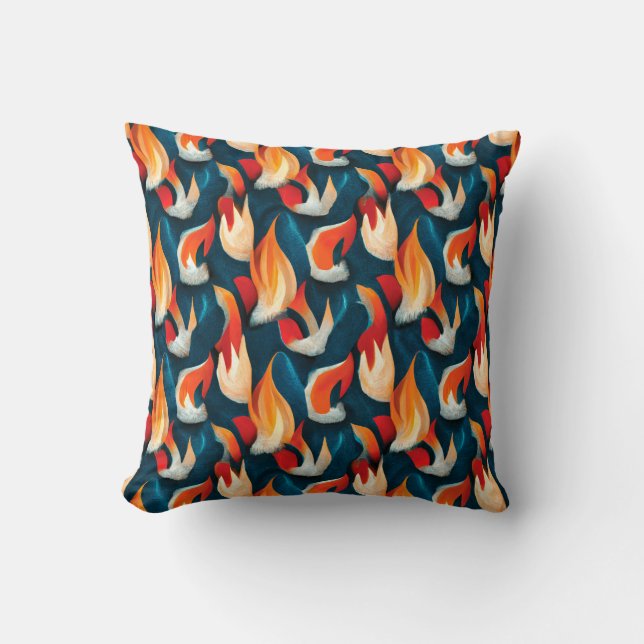 Flame Fabric | Rood en blauw herhalingspatroon Kussen (Voorkant)