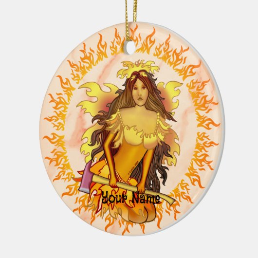 Flame Fairy brandweerman Keramisch Ornament (Links)