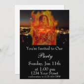 Flame Girl Party Uitnodigen Kaart (Voorkant / Achterkant)