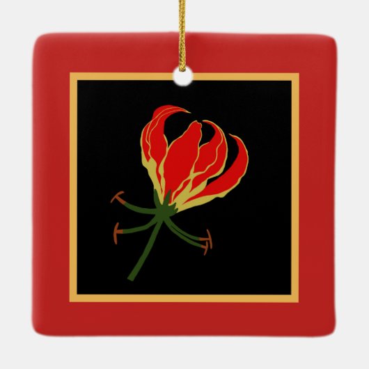 Flame Lily Keramisch Ornament (Achterkant)