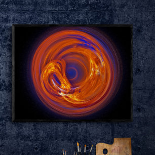 Flame Liquid Glass Abstract Fractal Art Poster
