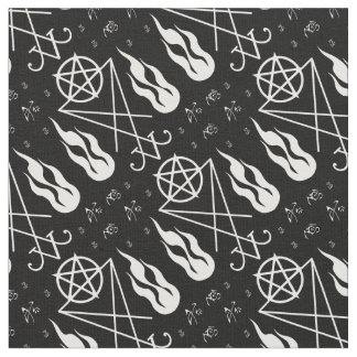 Flame Lucifer Sigil Pentagrams Occult Gothic Fabri Stof