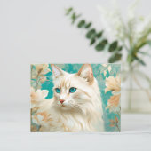 Flame Lynx Point Siamese portretkunst Briefkaart (Staand voorkant)