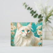 Flame Lynx Point Siamese portretkunst Briefkaart (Staand voorkant)