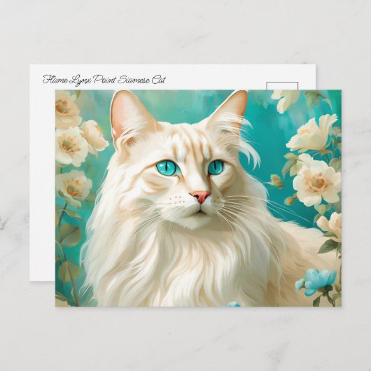 Flame Lynx Point Siamese portretkunst Briefkaart (Voorkant / Achterkant)