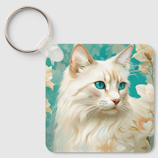 Flame Lynx Point Siamese portretkunst Sleutelhanger (Voorkant)