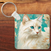 Flame Lynx Point Siamese portretkunst Sleutelhanger (Voorkant)