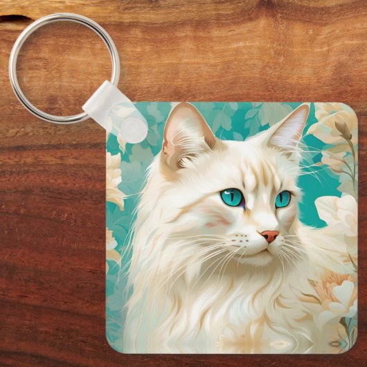 Flame Lynx Point Siamese portretkunst Sleutelhanger (Voorkant)