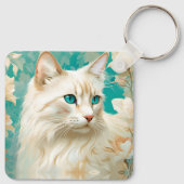 Flame Lynx Point Siamese portretkunst Sleutelhanger (Achterkant)