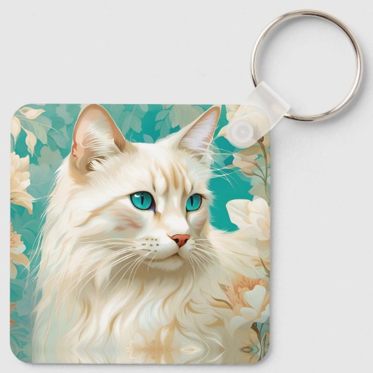 Flame Lynx Point Siamese portretkunst Sleutelhanger (Achterkant)