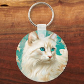 Flame Lynx Point Siamese portretkunst Sleutelhanger (Achterkant)