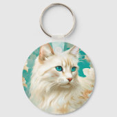 Flame Lynx Point Siamese portretkunst Sleutelhanger (Achterkant)