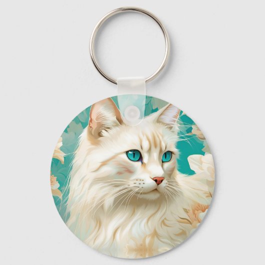 Flame Lynx Point Siamese portretkunst Sleutelhanger (Achterkant)