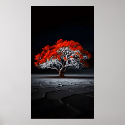 Flame of Life – Red Tree of Resilience Poster (Voorkant)