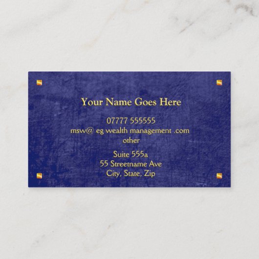 Flame Phoenix, blauw lederen blik, welverdiende ad Visitekaartje (Achterkant)