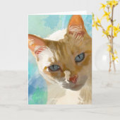 Flame Point Siamese kat Wenskaarten Kaart (Gele Bloem)