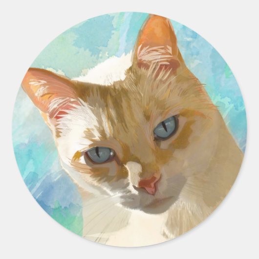 Flame Point Siamese kat Wenskaarten Ronde Sticker (Voorkant)