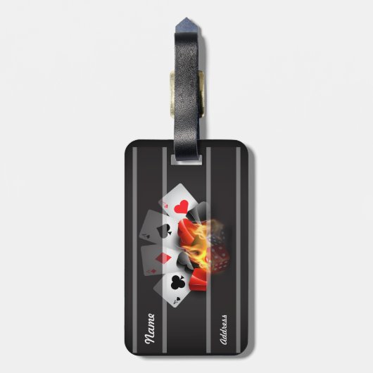 Flame Poker Casino Black Bagagelabel (Achterkant verticaal)
