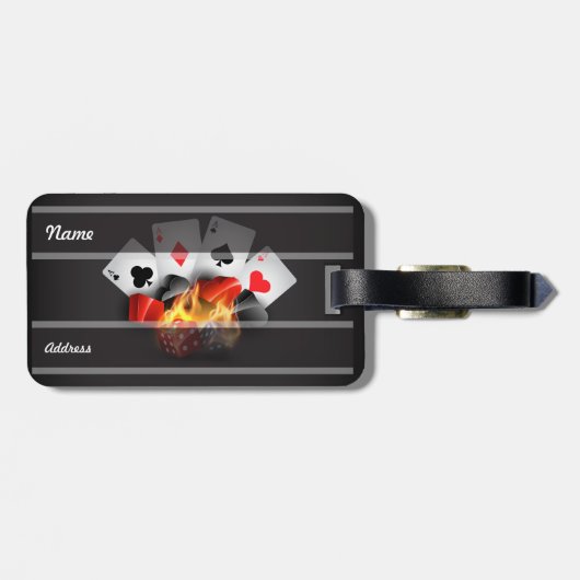 Flame Poker Casino Black Bagagelabel (Achterkant horizontaal)