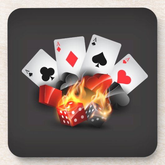 Flame Poker Casino Black Bier Onderzetter (Voorkant)