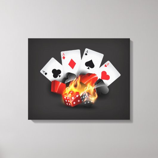 Flame Poker Casino Black Canvas Afdruk (Voorkant)