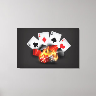Flame Poker Casino Black Canvas Afdruk