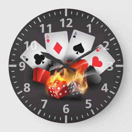 Flame Poker Casino Black Grote Klok (Voorkant)