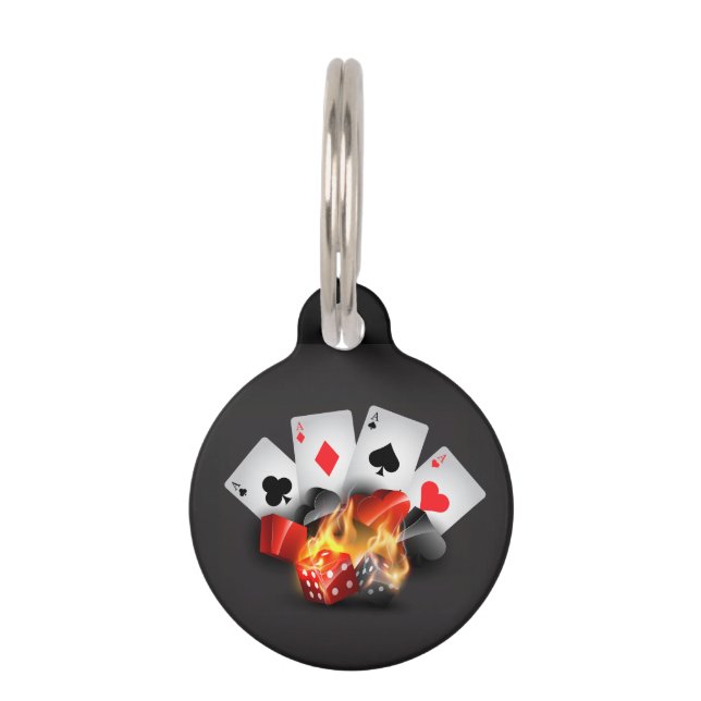 Flame Poker Casino Black Huisdierpenning (Voorkant)
