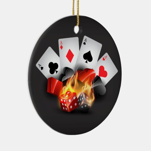 Flame Poker Casino Black Keramisch Ornament (Rechts)