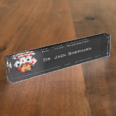 Flame Poker Casino Black Naambordje (Zijkant)