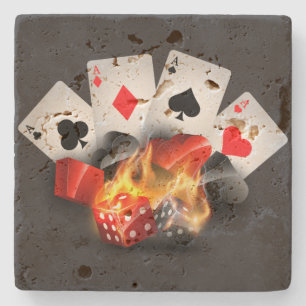 Flame Poker Casino Black Stenen Onderzetter