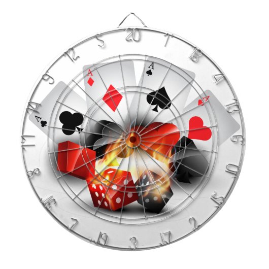 Flame Poker Casino White Dartbord (Voorkant)
