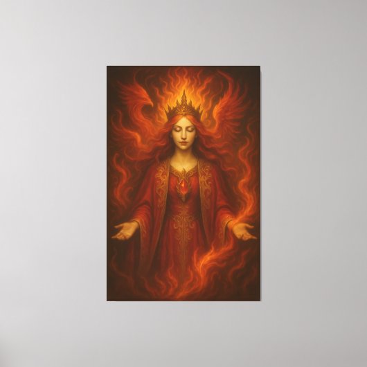 Flame Queen of Eternal Fire – Fire Goddess with Cr Canvas Afdruk (Voorkant)