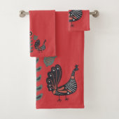 Flame Red en Scandinavian Pattern Bad Handdoek (Insitu)